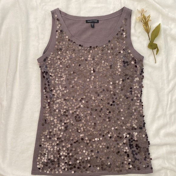 Eileen Fisher Sequin Tank in Purple - Picture 3 of 6